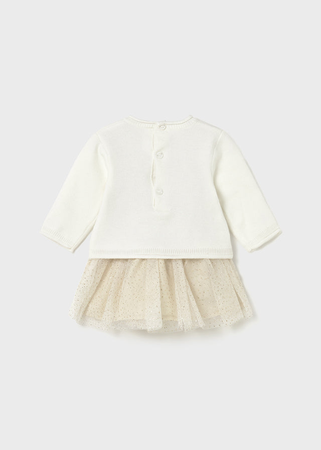Vestido tricot combinado tul 2808