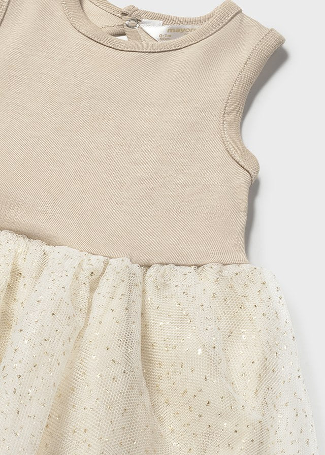 Vestido tricot combinado tul 2808