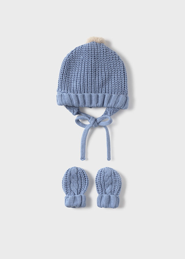 Conj. gorro manoplas tricot 9929