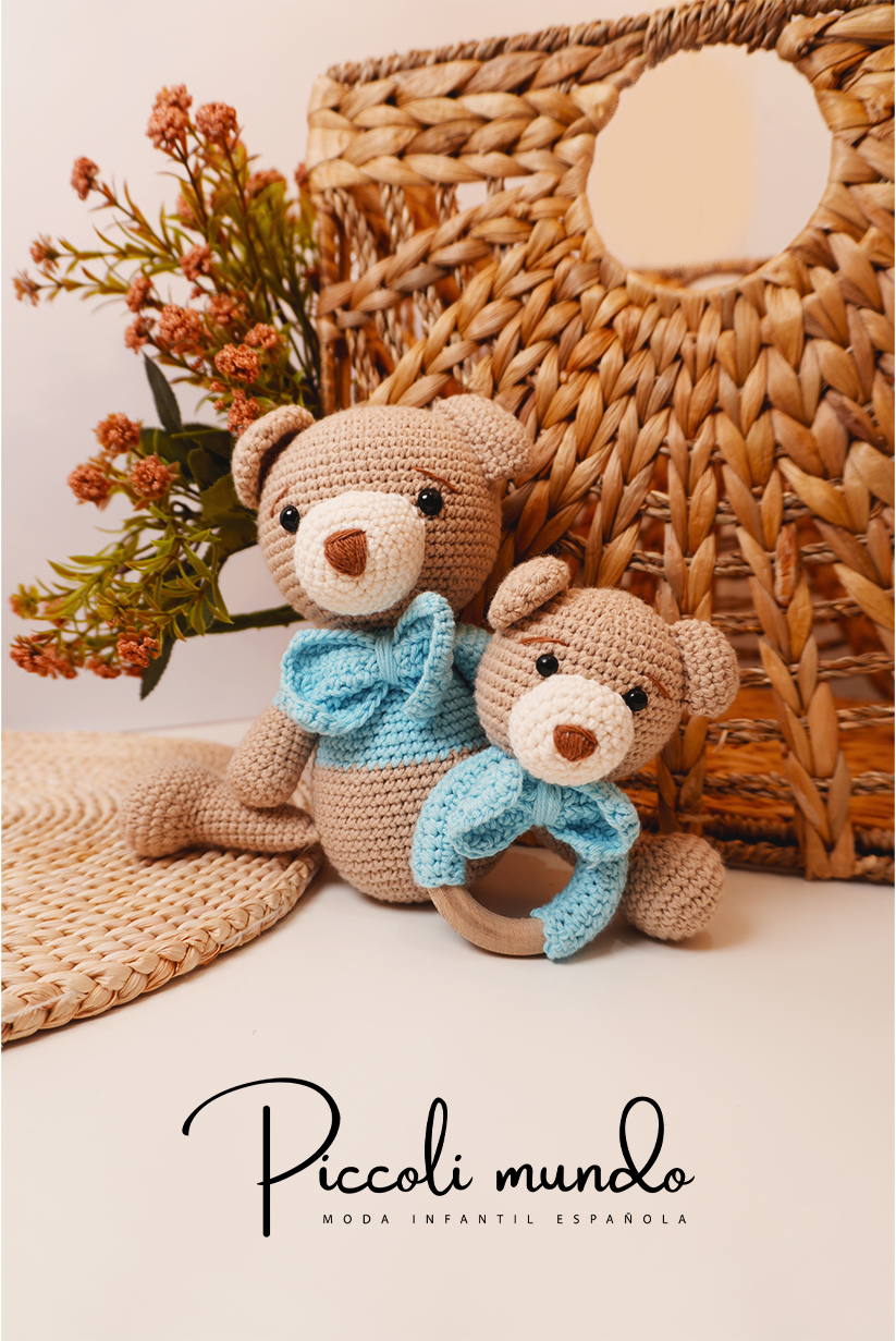 Peluche y Sonajero Crochet de Osos