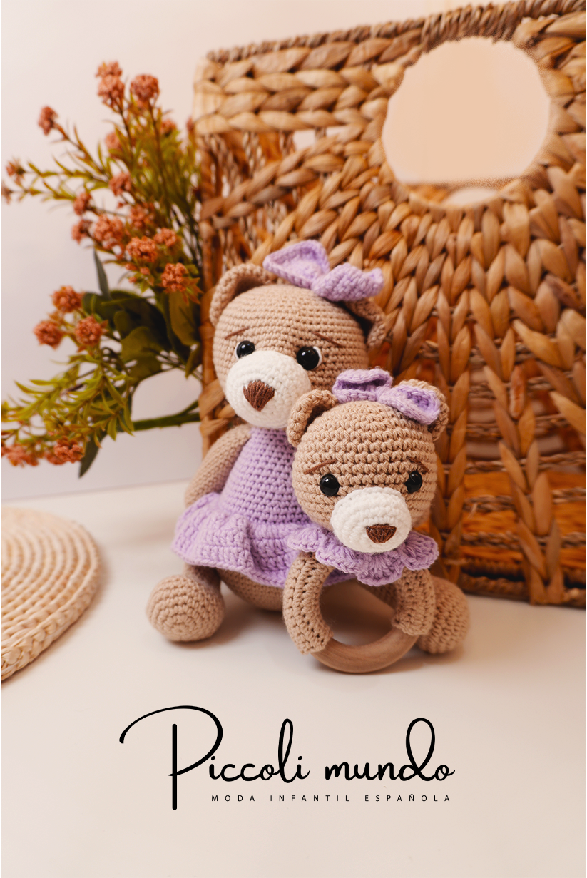 Peluche y Sonajero Crochet de Osos