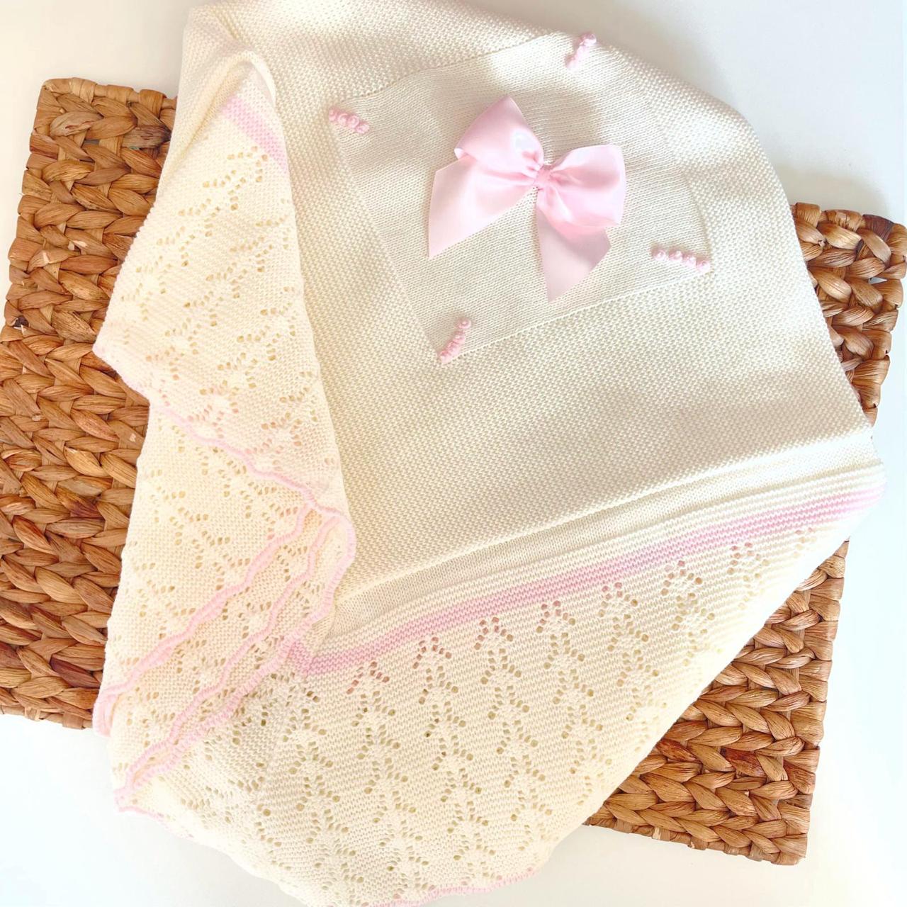 Manta Pétalo Perlada Con Rosa Bebé