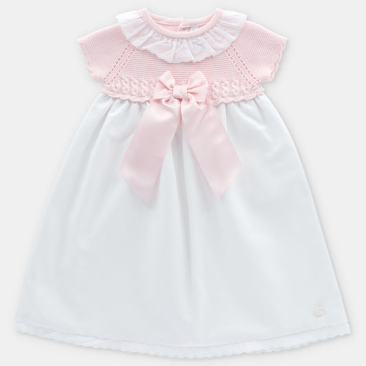 Faldón Punto Y Tela niña Rosa Bebé
