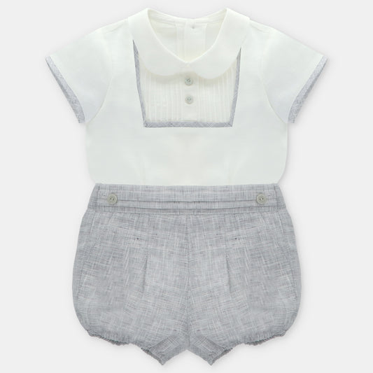 Conj.(CM,PA) Tela Marsala Niño Gris