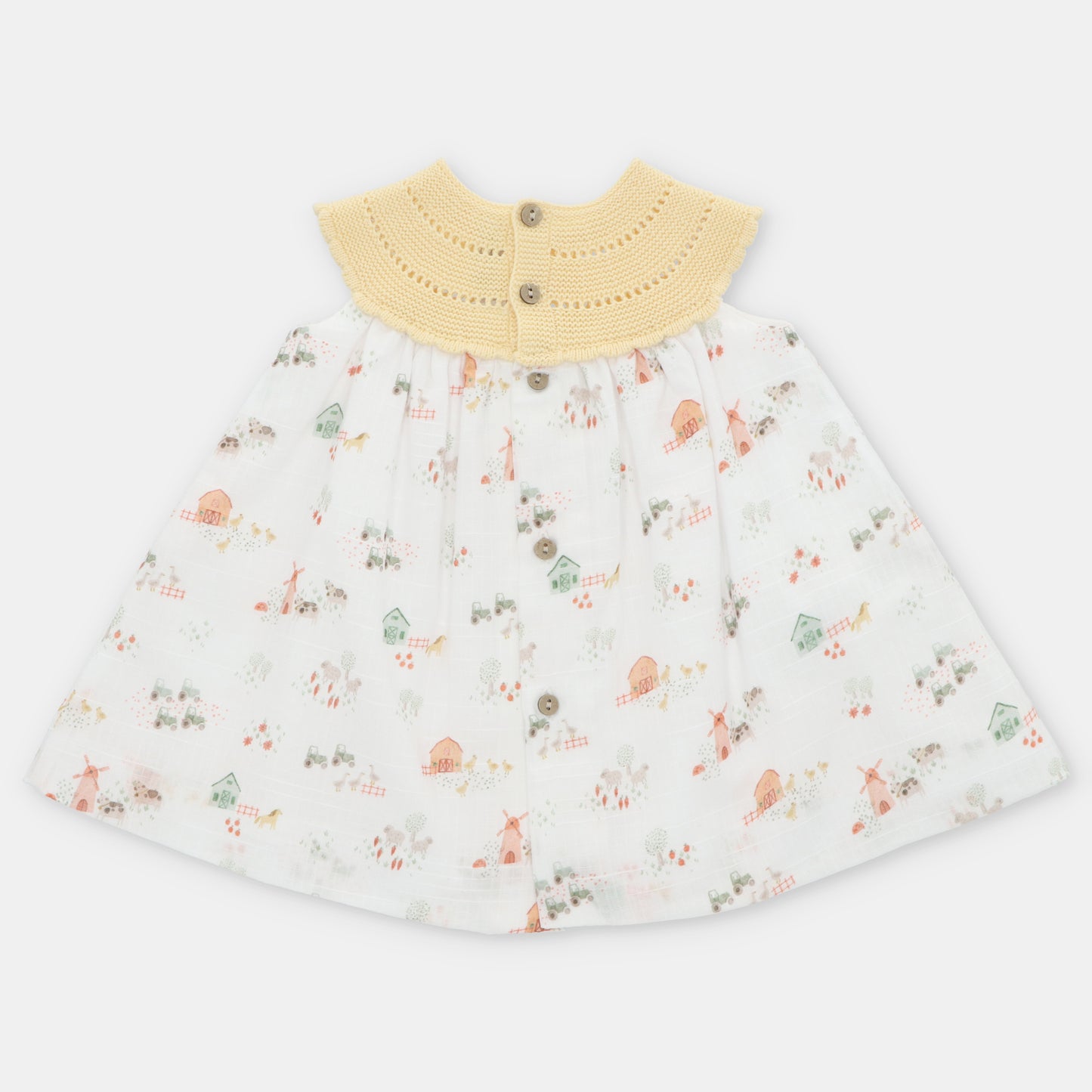 Vestido Punto Y Tela Niñas Melara Color Amarillo Martín Aranda