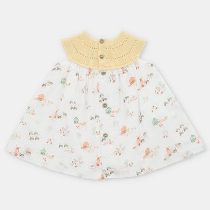 Vestido Punto Y Tela Niñas Melara Color Amarillo Martín Aranda