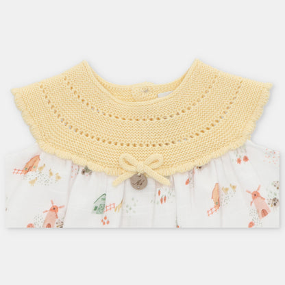 Vestido Punto Y Tela Niñas Melara Color Amarillo Martín Aranda