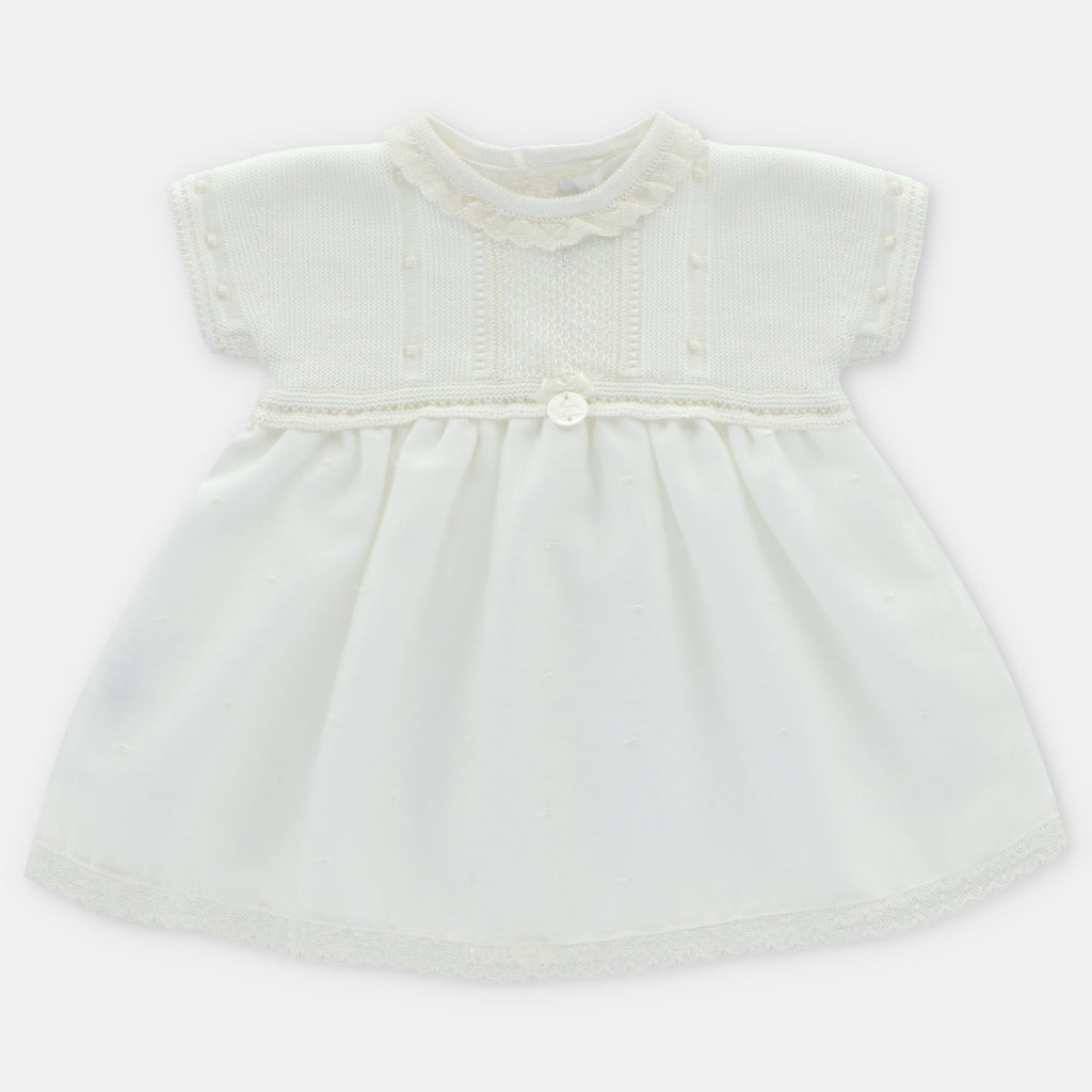 Vestido Punto Y Tela  niña Firenze Color Blanco Martín Aranda