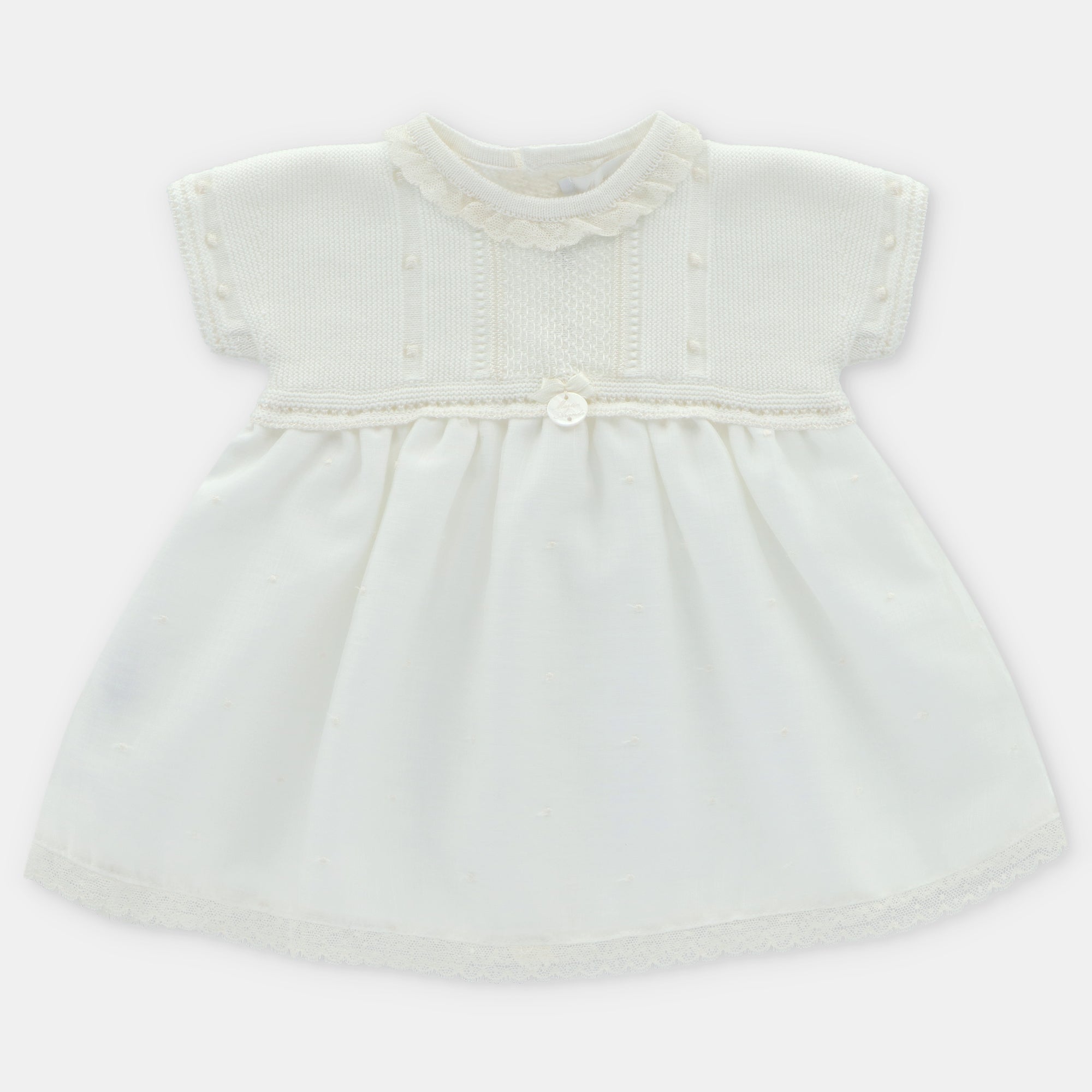 Vestido Punto Y Tela  niña Firenze Color Blanco Martín Aranda