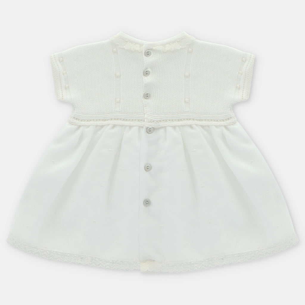 Vestido Punto Y Tela  niña Firenze Color Blanco Martín Aranda
