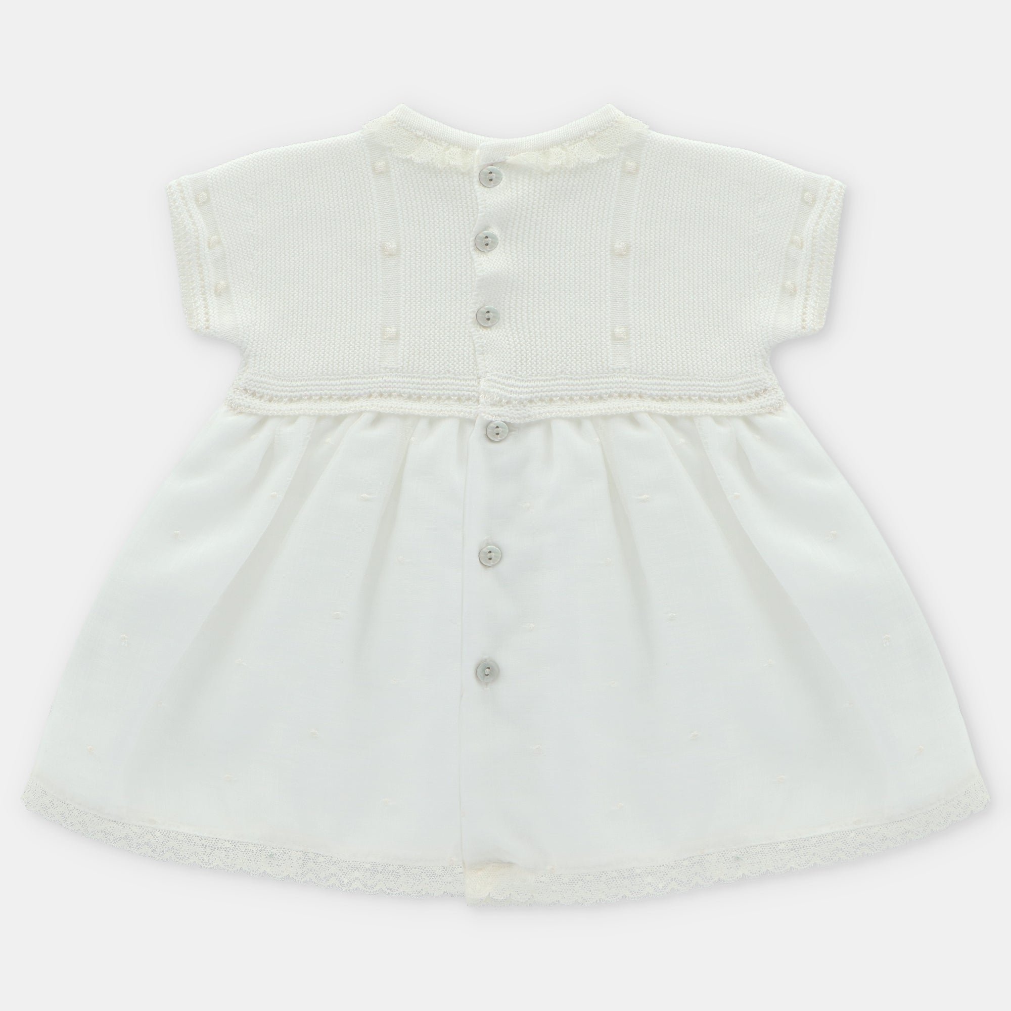 Vestido Punto Y Tela  niña Firenze Color Blanco Martín Aranda