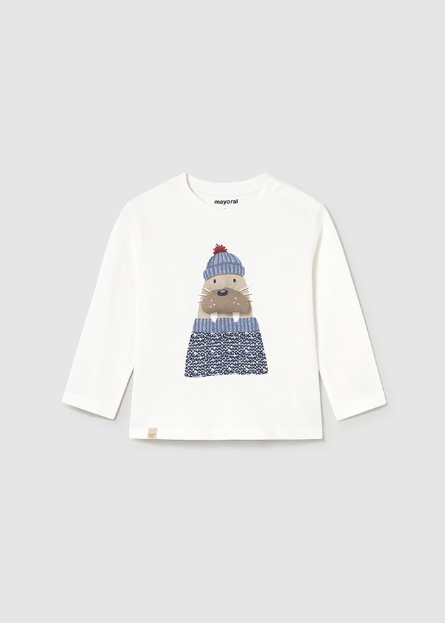Camiseta m/l aplique animal 2070