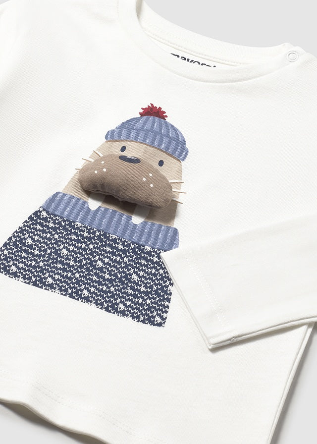 Camiseta m/l aplique animal 2070