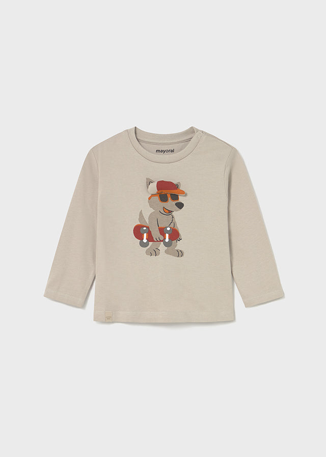 Camiseta m/l aplique animal mayoral 2070