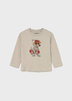 Camiseta m/l aplique animal mayoral 2070