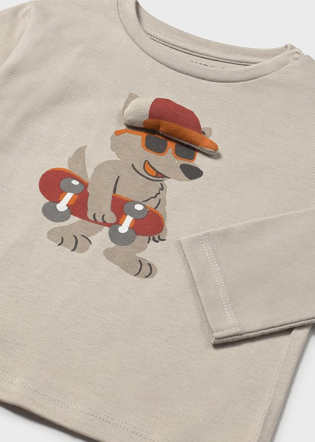 Camiseta m/l aplique animal mayoral 2070