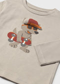 Camiseta m/l aplique animal mayoral 2070