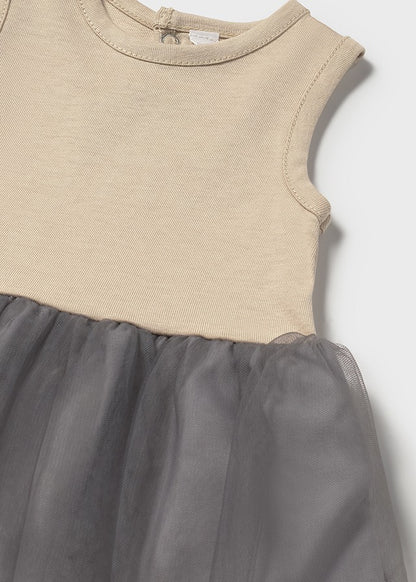 Vestido tricot combinado tul 2808