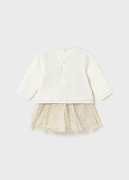 Vestido tricot combinado tul 2808