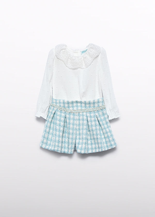 Conj. bermuda cuadros lurex 5712