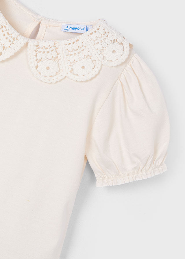 Camiseta m/c Cuello Crochet