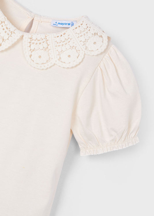 Camiseta m/c Cuello Crochet