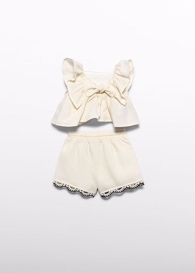 Conj. bermuda apliques crochet 5271