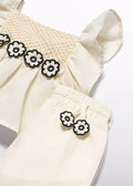 Conj. bermuda apliques crochet 5271