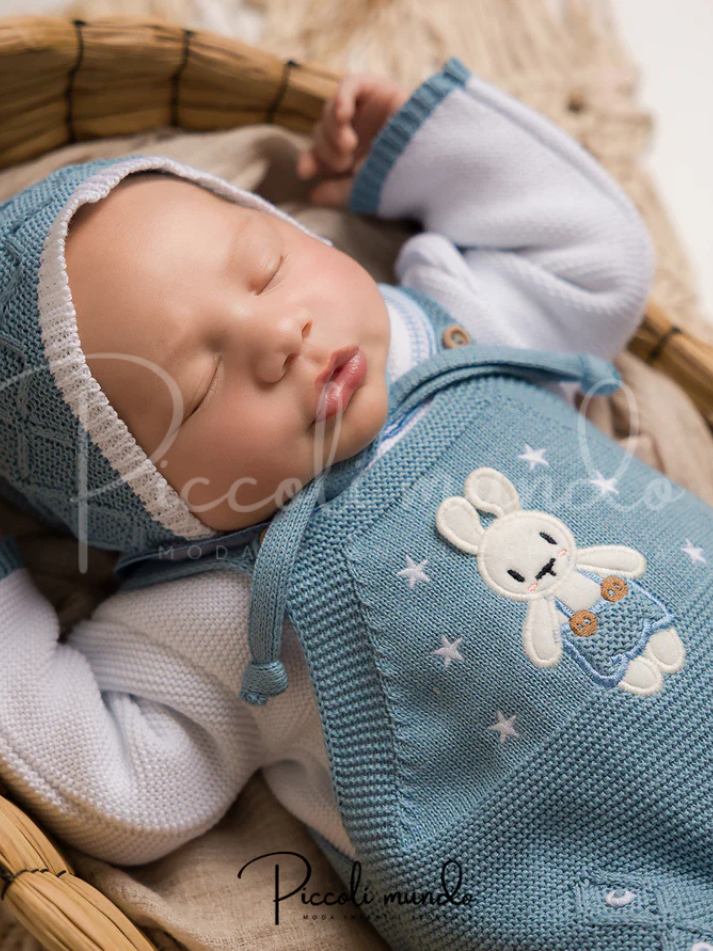 Primera Puesta Peto Conejo Azul Cobalto