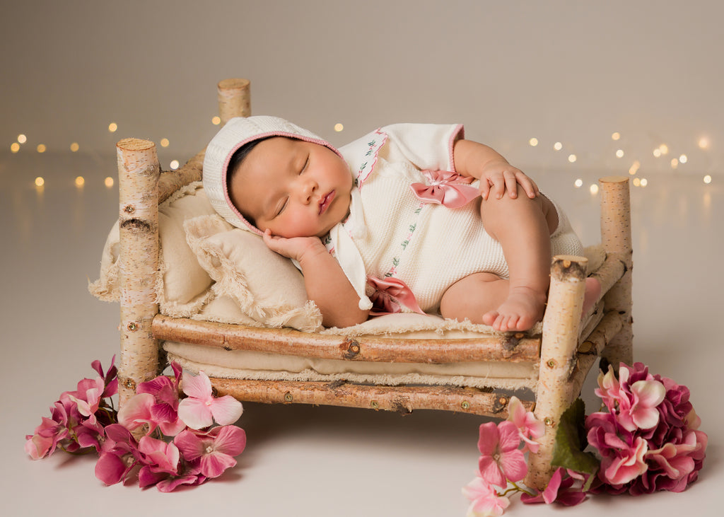 Primera Puesta Princesa Corta Perla Con Rosa viejo