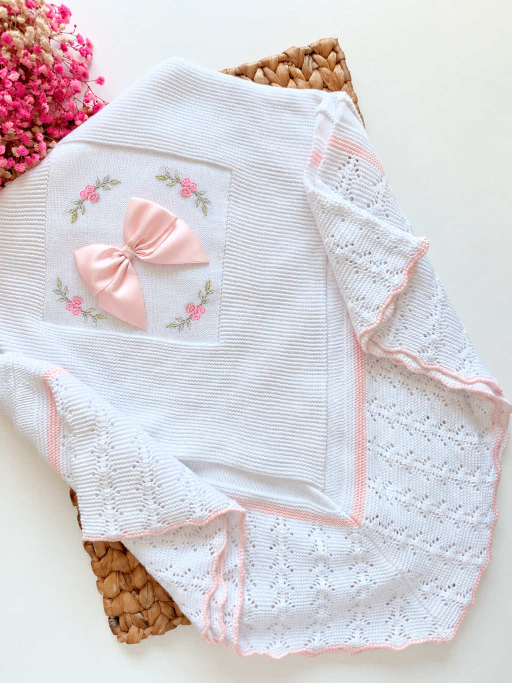 Manta Rosas Blanca con Rosita