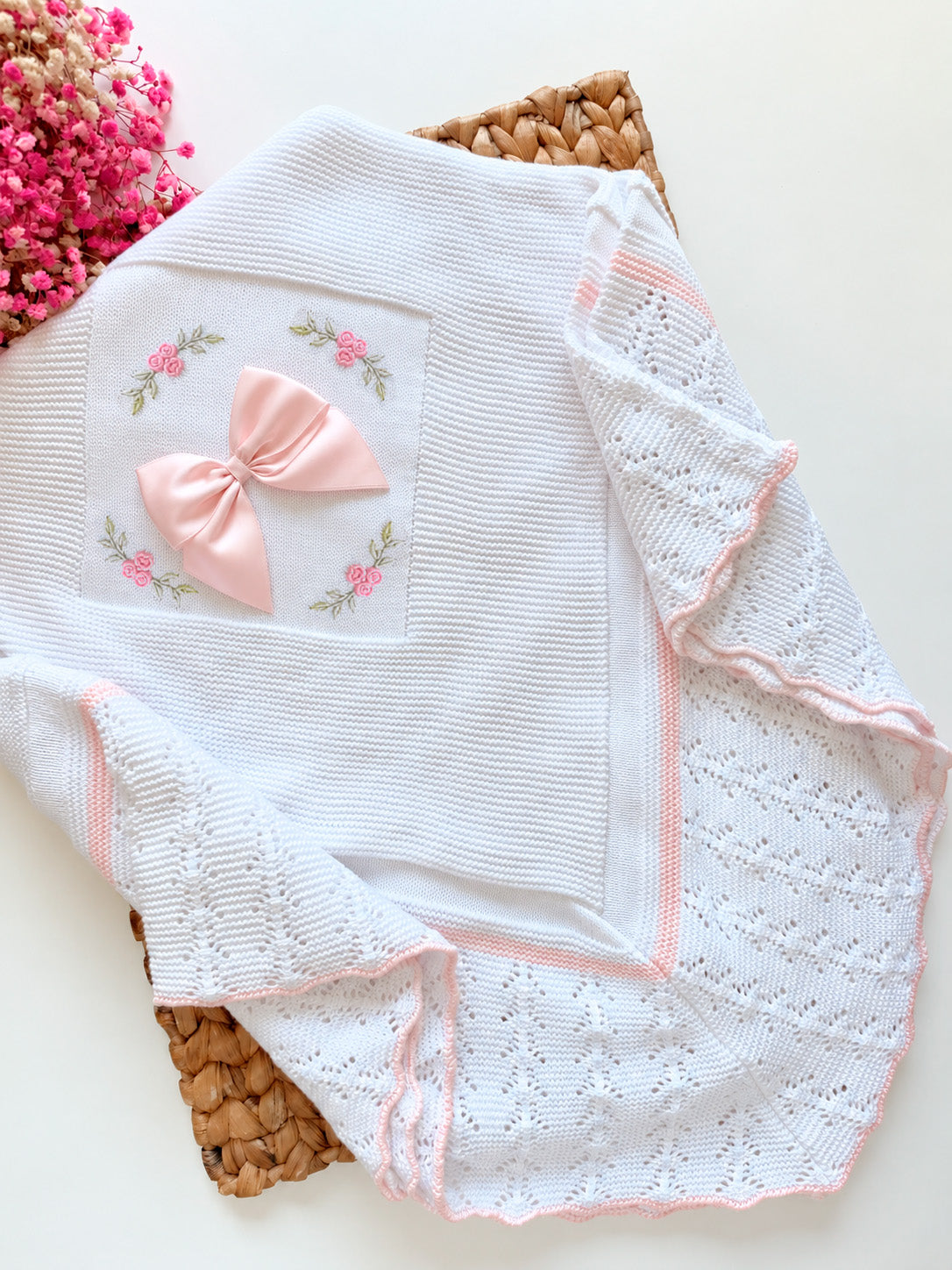 Manta Rosas Blanca con Rosita