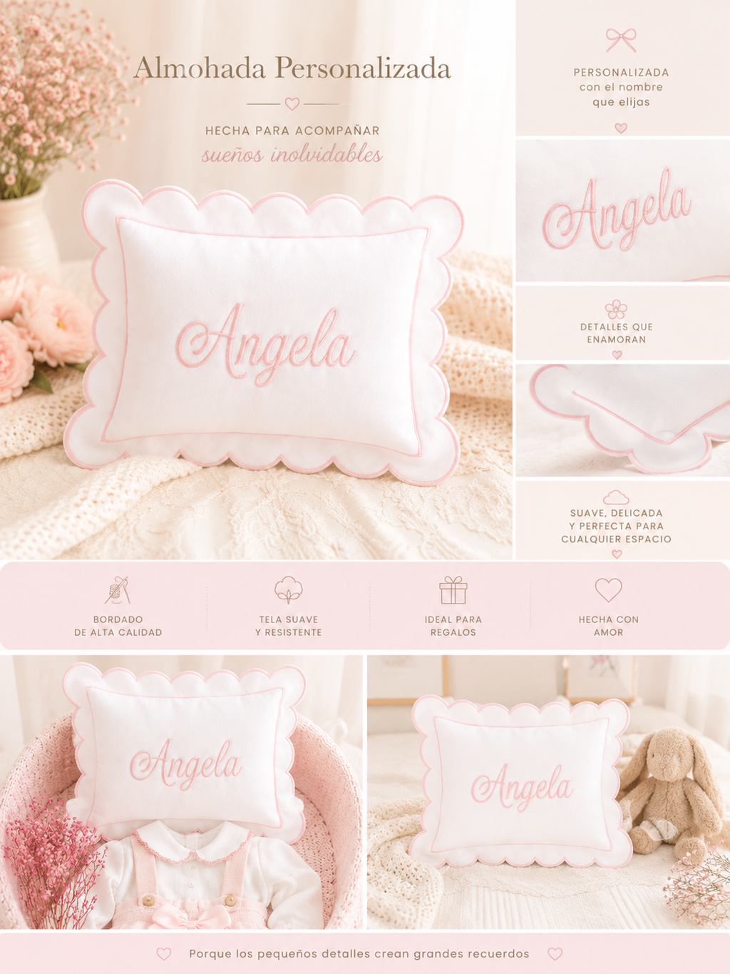 Funda de Almohada Rosa Bebé