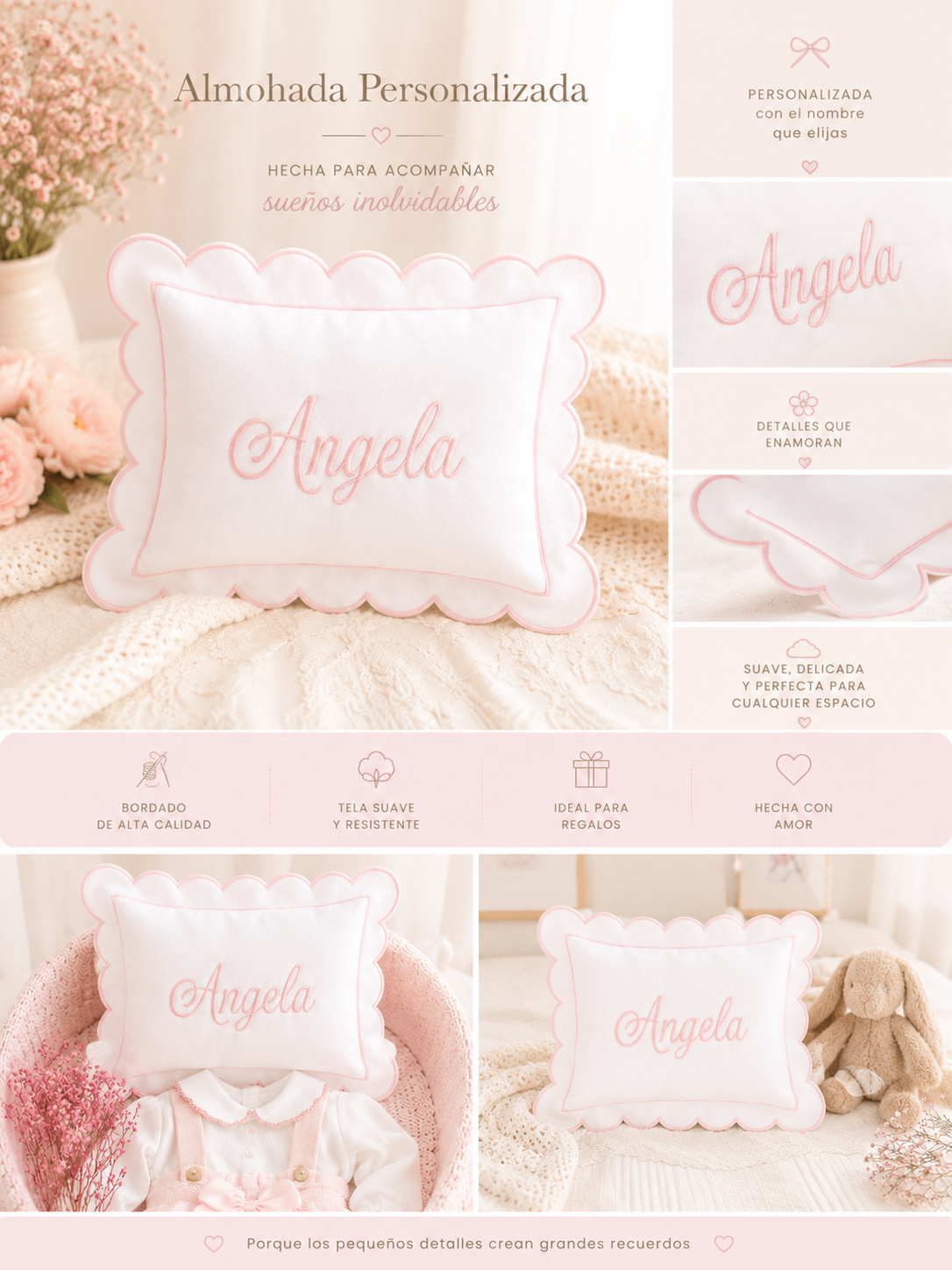 Funda de Almohada Rosa Bebé