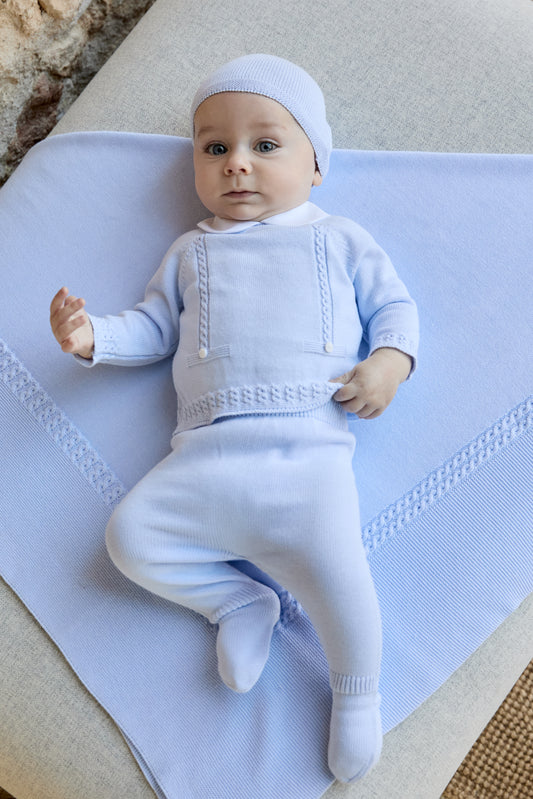 Conj.(JU,PO) Punto Unisex Celeste bebé Martín Aranda