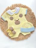 Primera Puesta corta Peluche Amarillo con Celeste