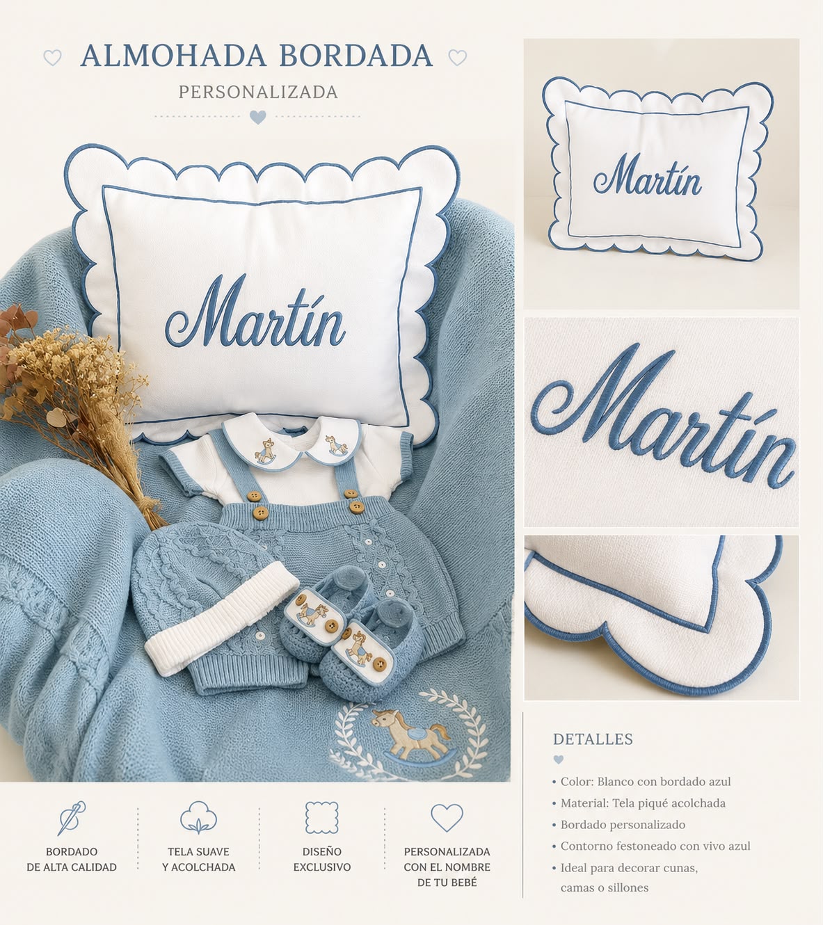Funda de Almohada Azul Cobalto