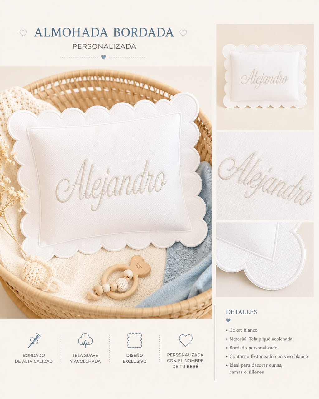 Funda de Almohada Blanca