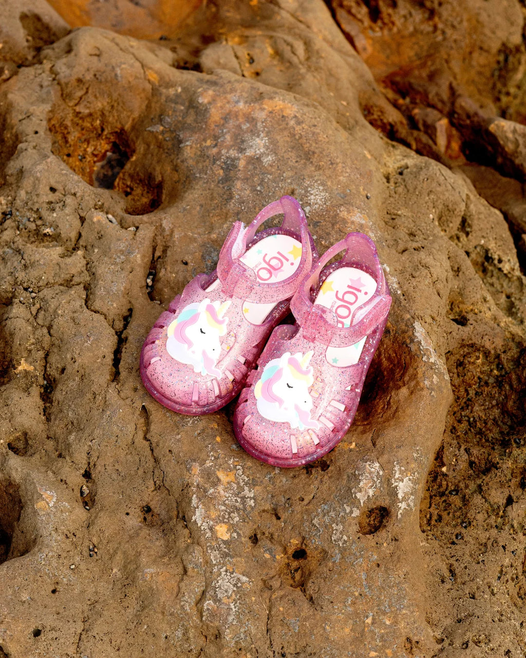 Sandalias Tobby Unicornio Transparente Fucsia Glitter S10341