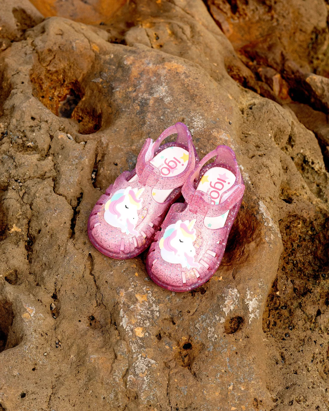 Sandalias Tobby Unicornio Transparente Fucsia Glitter S10341