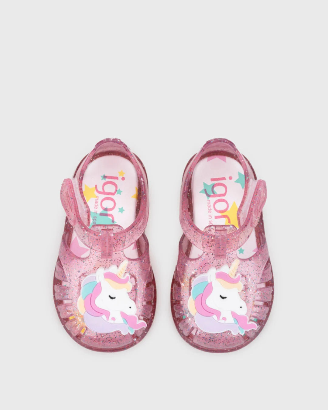 Sandalias Tobby Unicornio Transparente Fucsia Glitter S10341